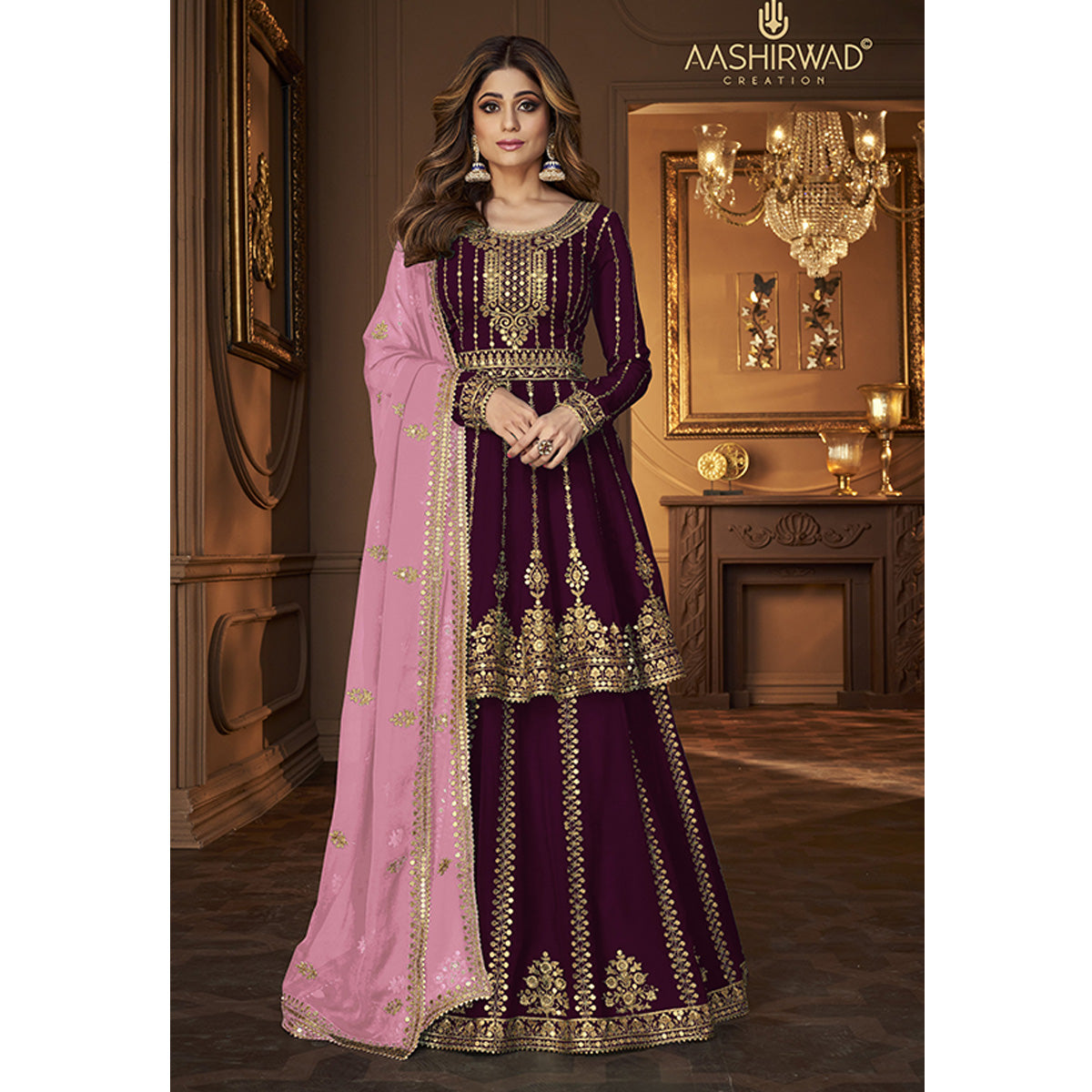 Shafnufab WOMEN'S Georgette Semi Stitched Salwar SuitSF201426