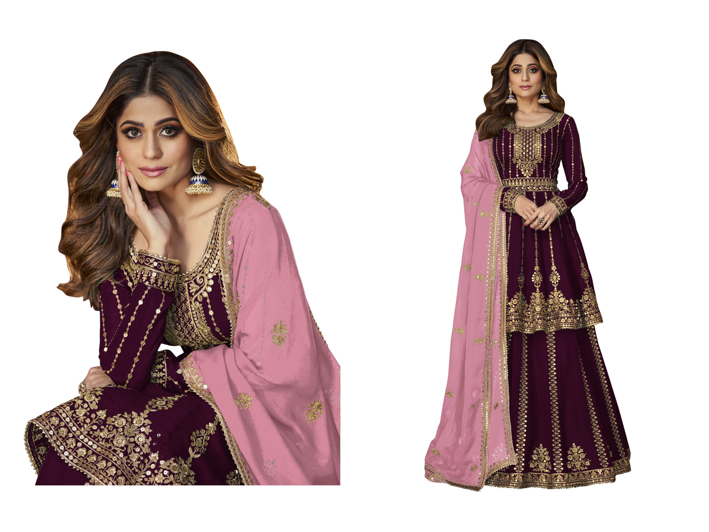 Shafnufab WOMEN'S Georgette Semi Stitched Salwar SuitSF201426