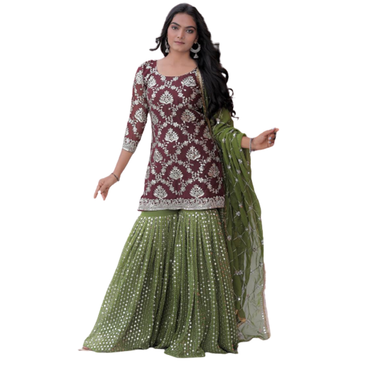 Shafnufab Women's Georgette Stitched Dhoti Suit(XL Size) In Purple Colour SF201429