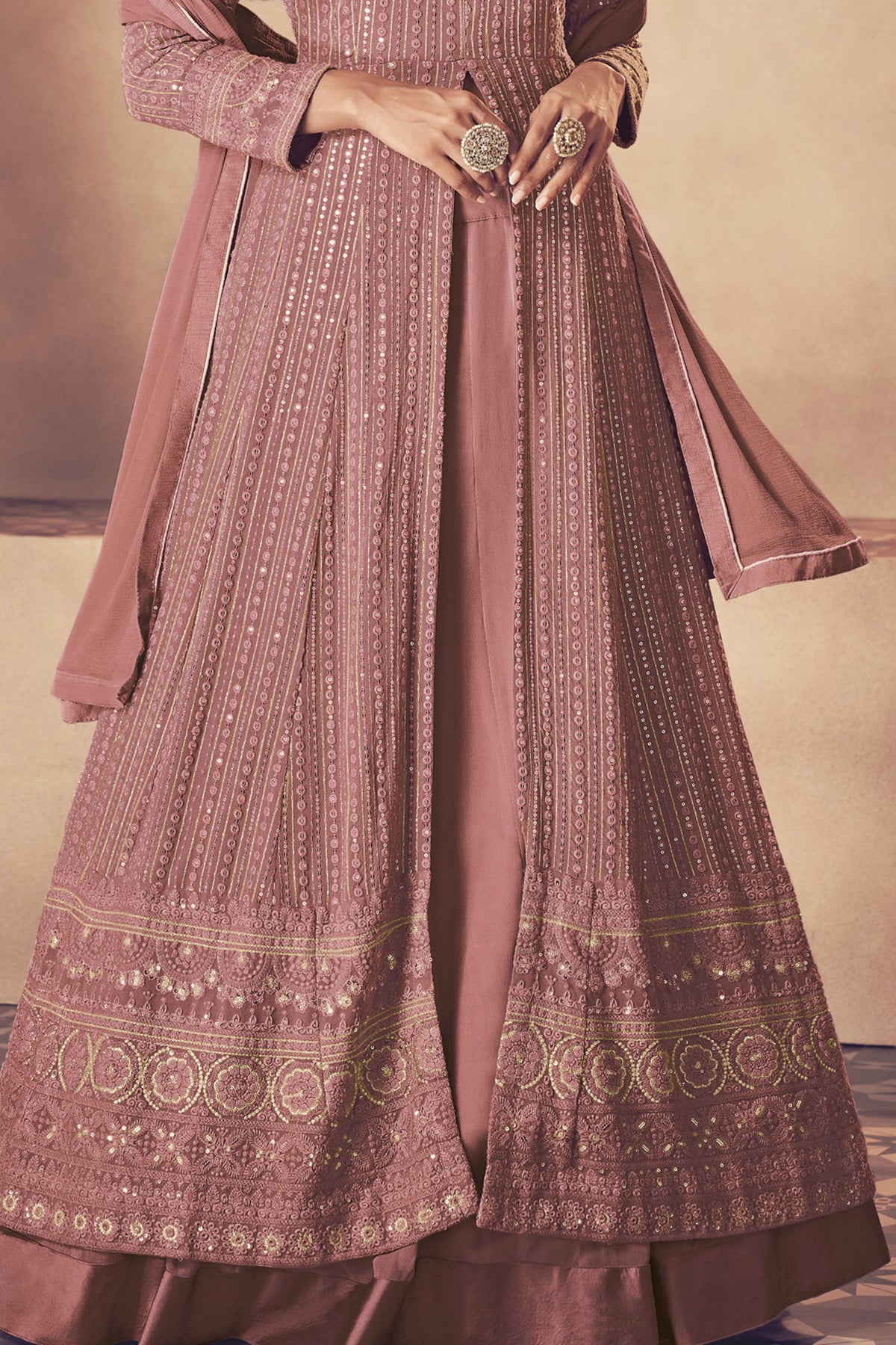 Shafnufab WOMEN'S Georgette Semi Stitched Salwar SuitSF201435