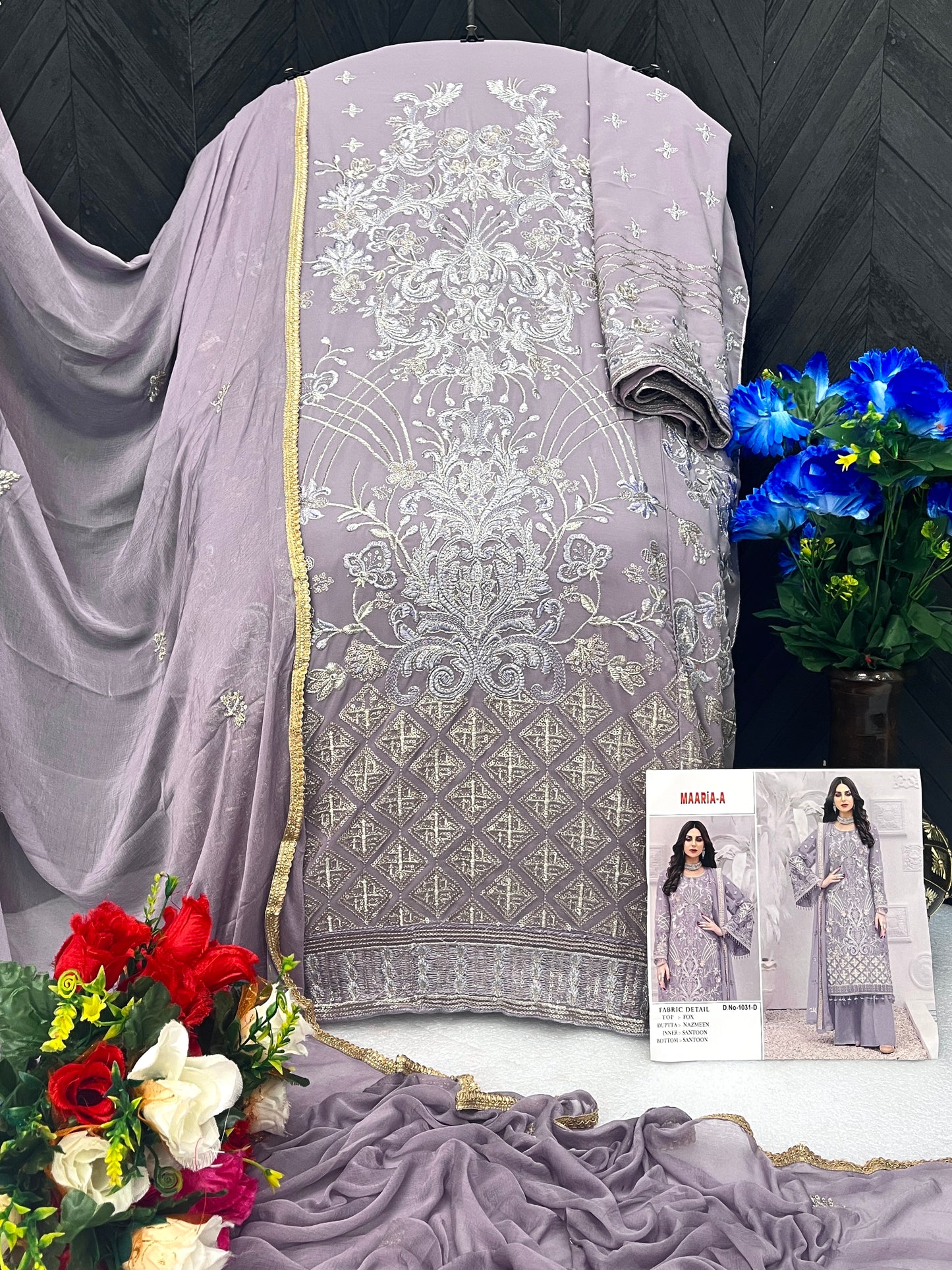 Shafnufab Party Special Purple Embroidery Work Palazzo Suit SF201440