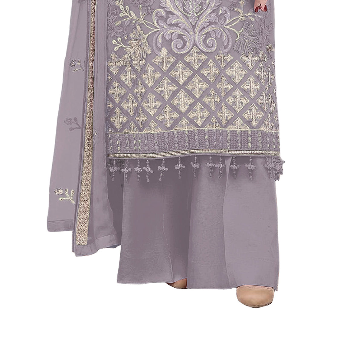 Shafnufab Party Special Purple Embroidery Work Palazzo Suit SF201440