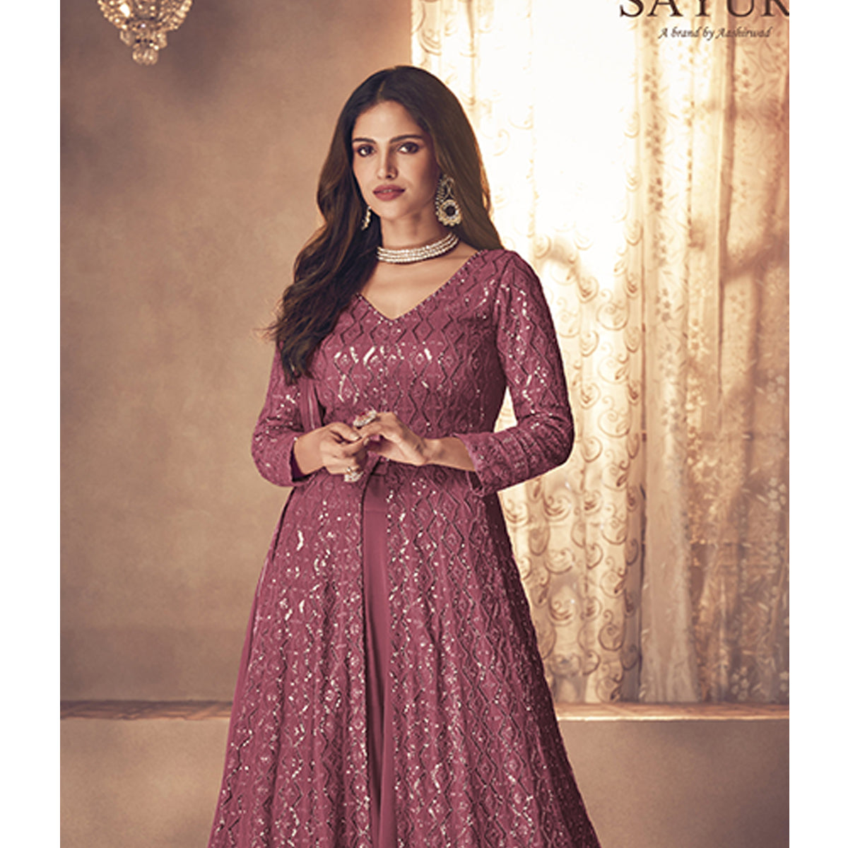 Shafnufab WOMEN'S Georgette Semi Stitched Salwar SuitSF201441