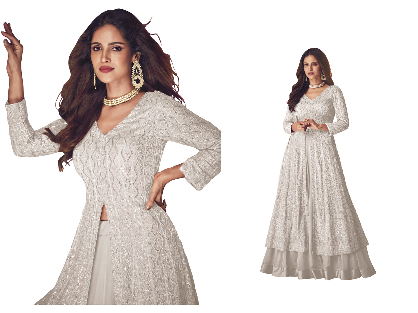 Shafnufab WOMEN'S Georgette Semi Stitched Salwar SuitSF201442