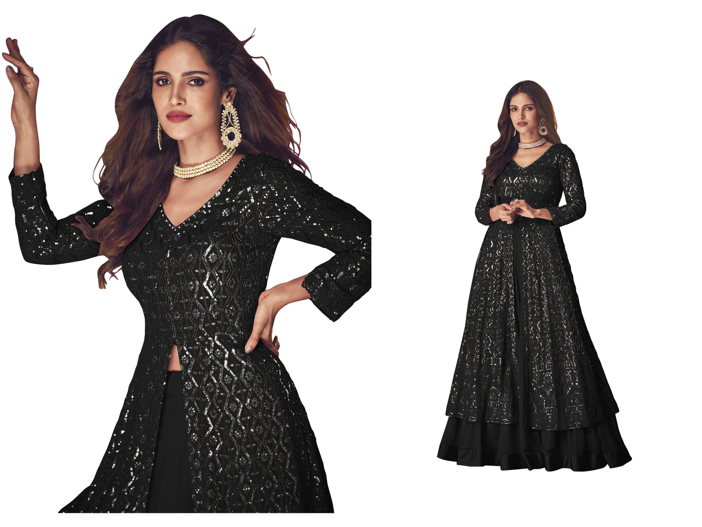 Shafnufab WOMEN'S Georgette Semi Stitched Salwar SuitSF201443