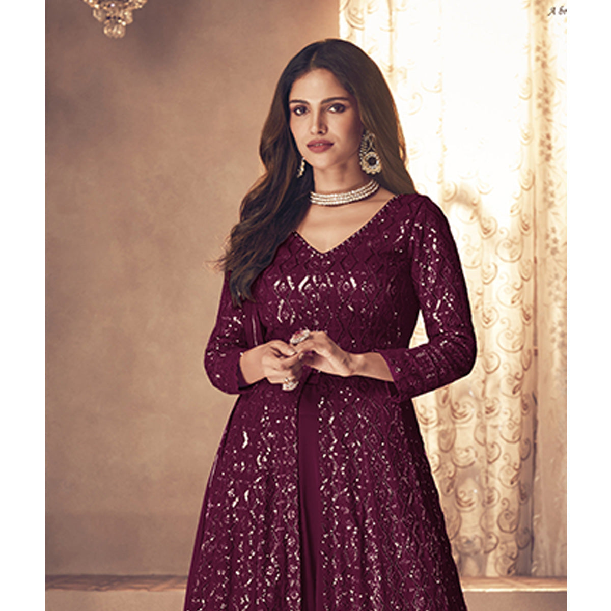 Shafnufab WOMEN'S Georgette Semi Stitched Salwar SuitSF201444