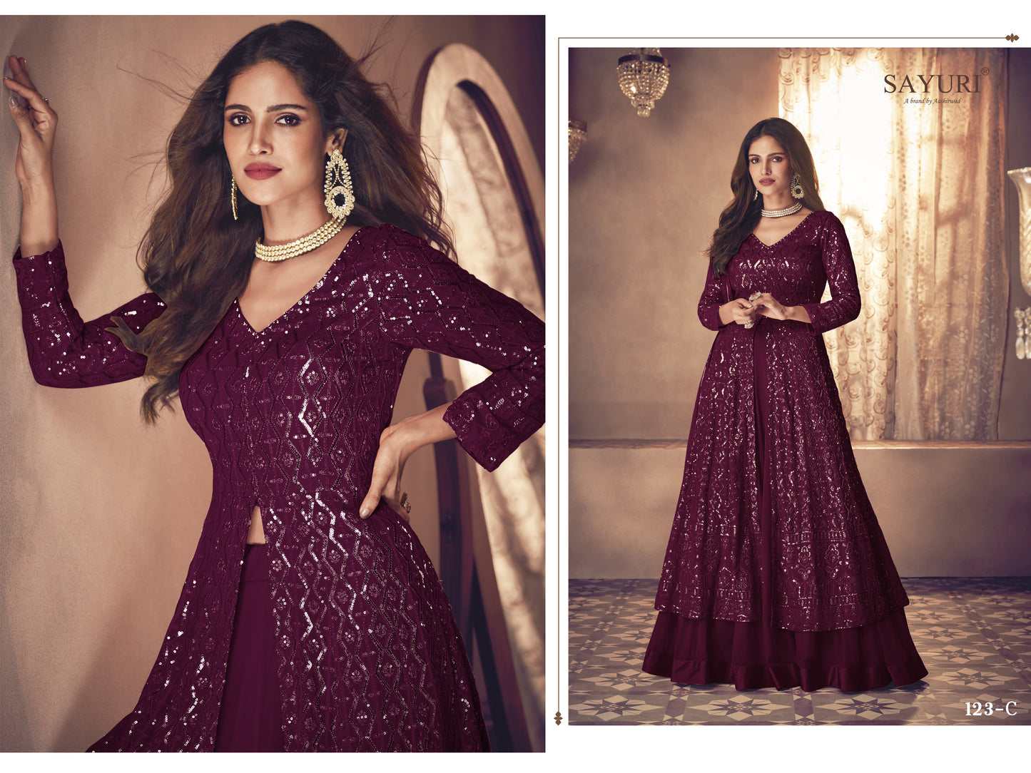 Shafnufab WOMEN'S Georgette Semi Stitched Salwar SuitSF201444