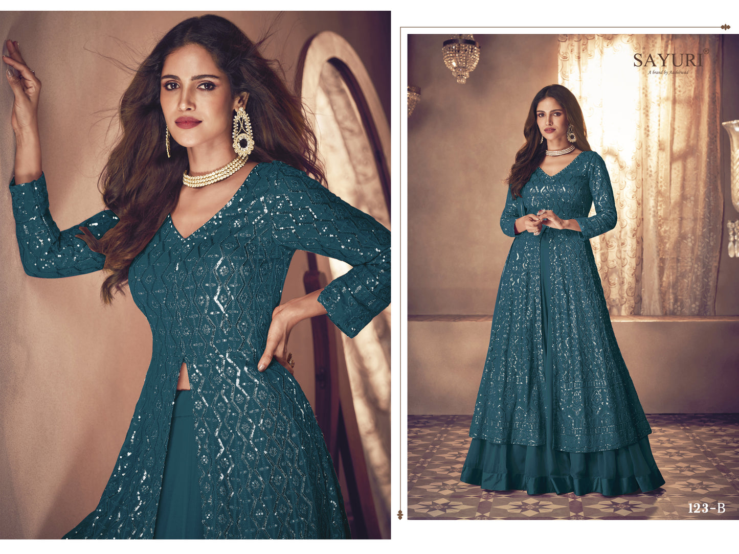 Shafnufab WOMEN'S Georgette Semi Stitched Salwar SuitSFSF201445