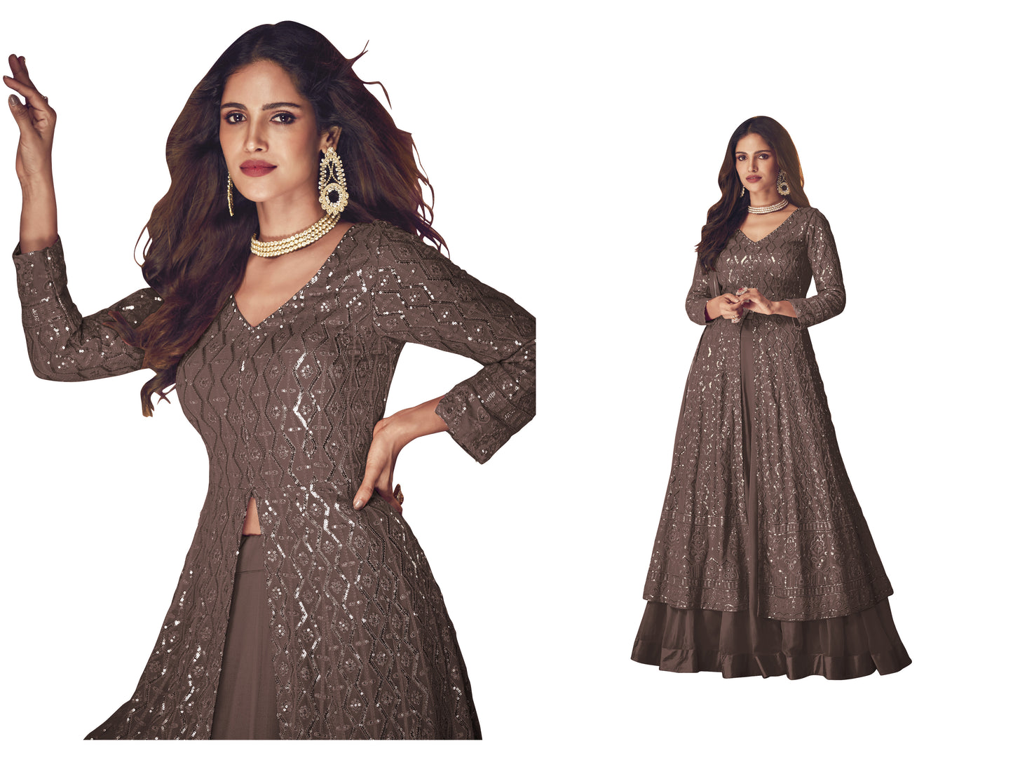 Shafnufab WOMEN'S Georgette Semi Stitched Salwar SuitSFSF201446