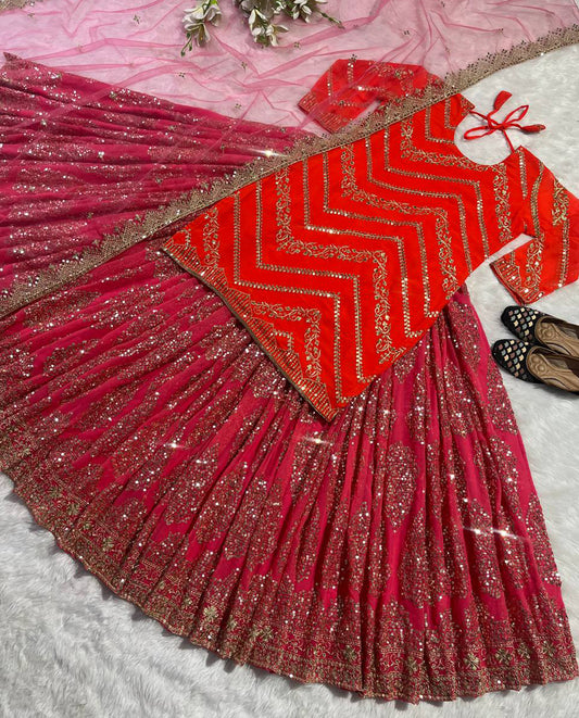 SHAFNUFAB Women's Georgette Ethnic Wear for WomenSemi StitchedSalwarSuit SF201447 Diwali Outfit Bridal Pink1 Colour Indian CasualWearSalwarSuit IN Eid