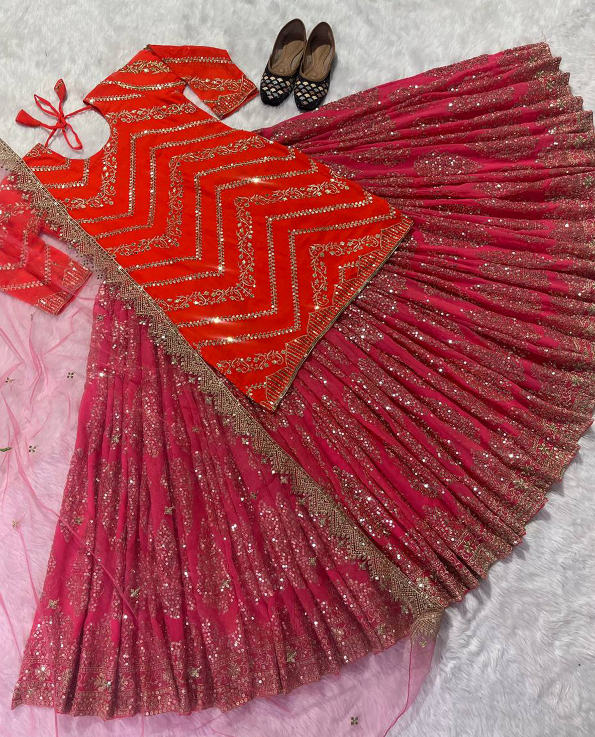 SHAFNUFAB Women's Georgette Ethnic Wear for WomenSemi StitchedSalwarSuit SF201447 Diwali Outfit Bridal Pink1 Colour Indian CasualWearSalwarSuit IN Eid