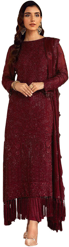 Shafnufab Trending Maroon Georgette Embroidered Work Pakistani suit