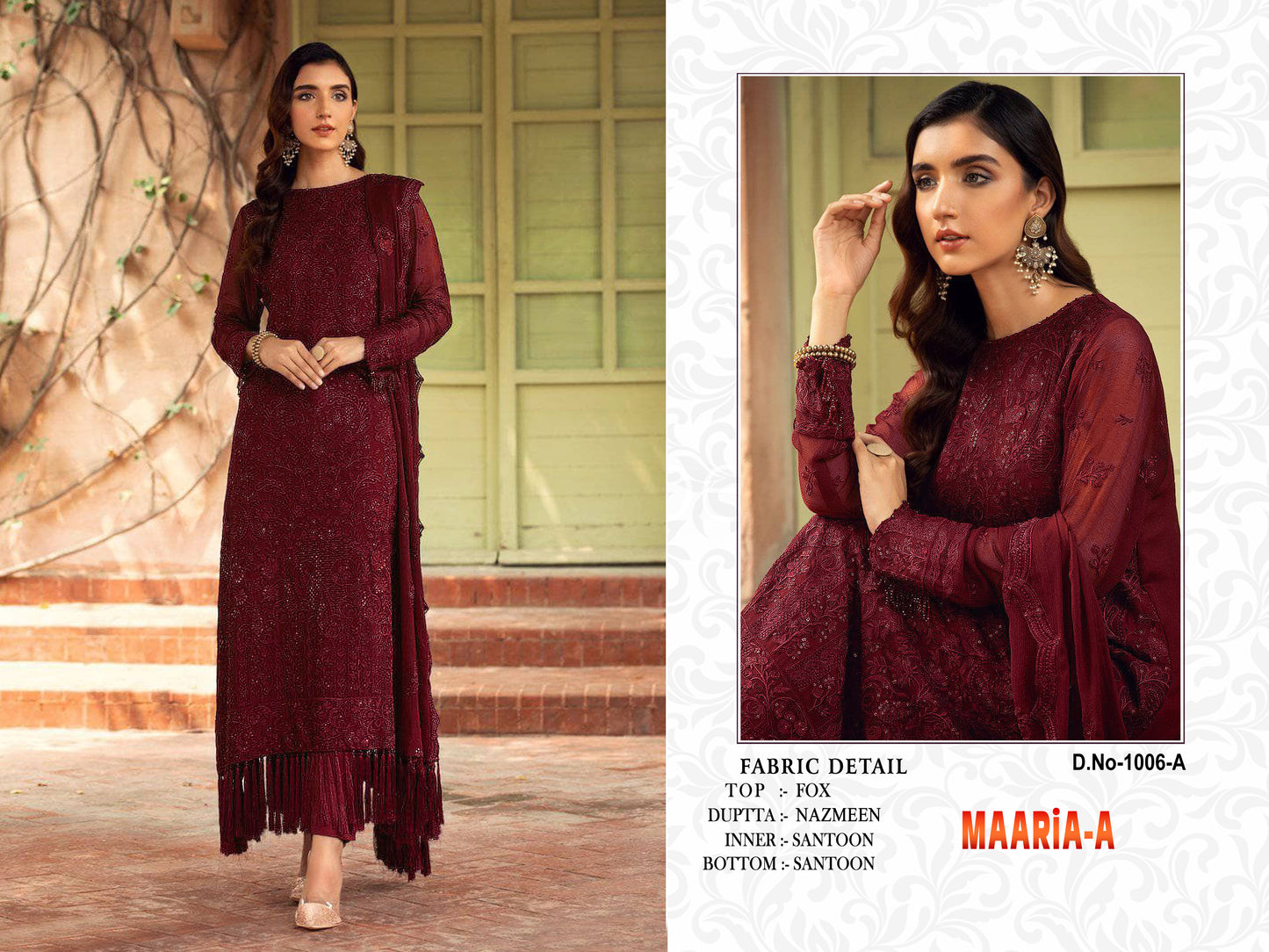 Shafnufab Trending Maroon Georgette Embroidered Work Pakistani suit