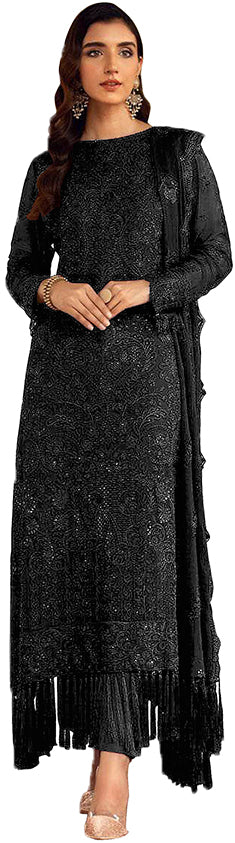 Shafnufab Trending Black Georgette Embroidered Work Pakistani suit