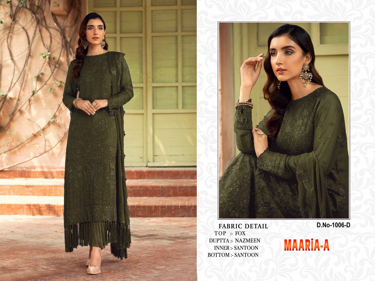 Shafnufab Trending Mehndi Georgette Embroidered Work Pakistani suit
