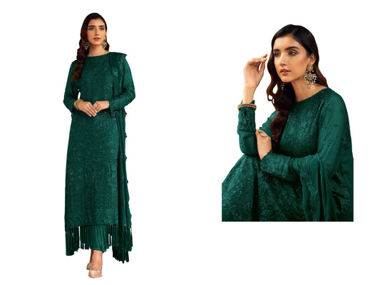 SHAFNUFAB Women's Georgette Ethnic Wear for WomenSemi StitchedSalwarSuit SF201453 Diwali Outfit Bridal Green1 Colour Indian CasualWearSalwarSuit IN Eid