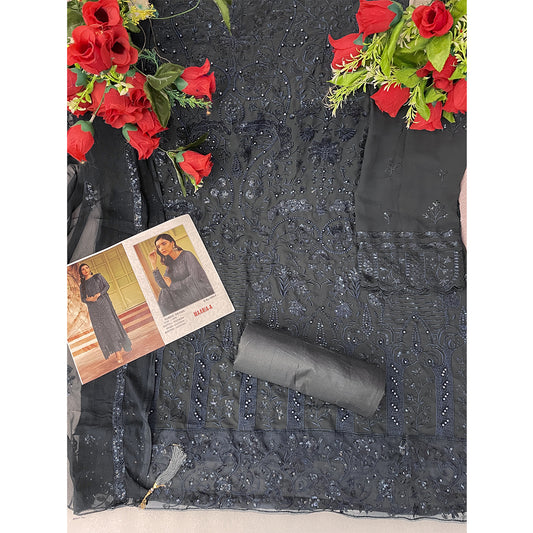 SHAFNUFAB Women's Georgette Ethnic Wear for WomenSemi StitchedSalwarSuit SF201454 Diwali Outfit Bridal Grey1 Colour Indian CasualWearSalwarSuit IN Eid