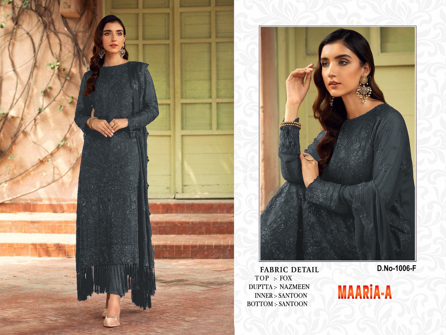 Shafnufab Trending Grey Georgette Embroidered Work Pakistani suit