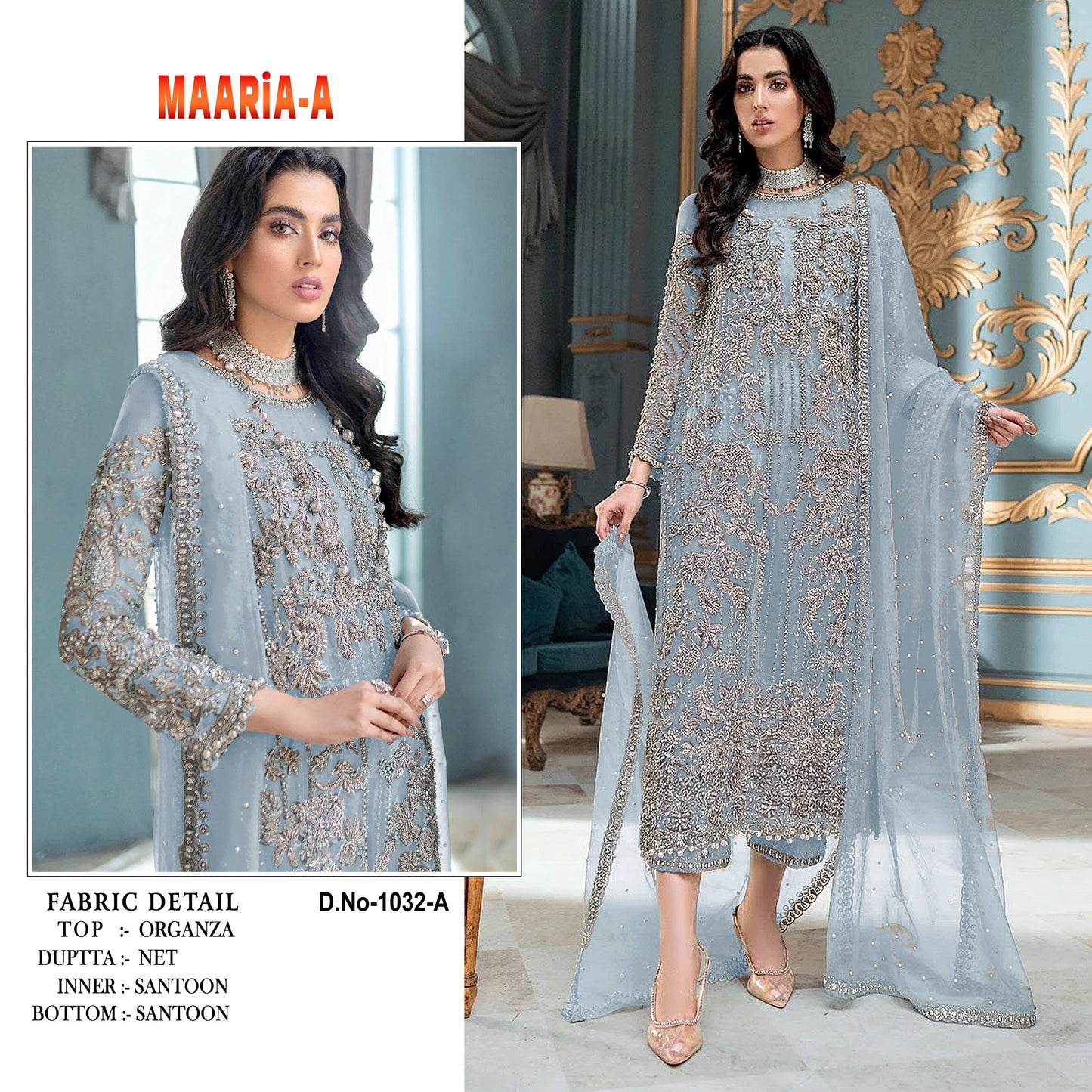 Shafnufab net with soft silk inner semi stitched embroidery and hand work multi color designer pakistani salwar suit
