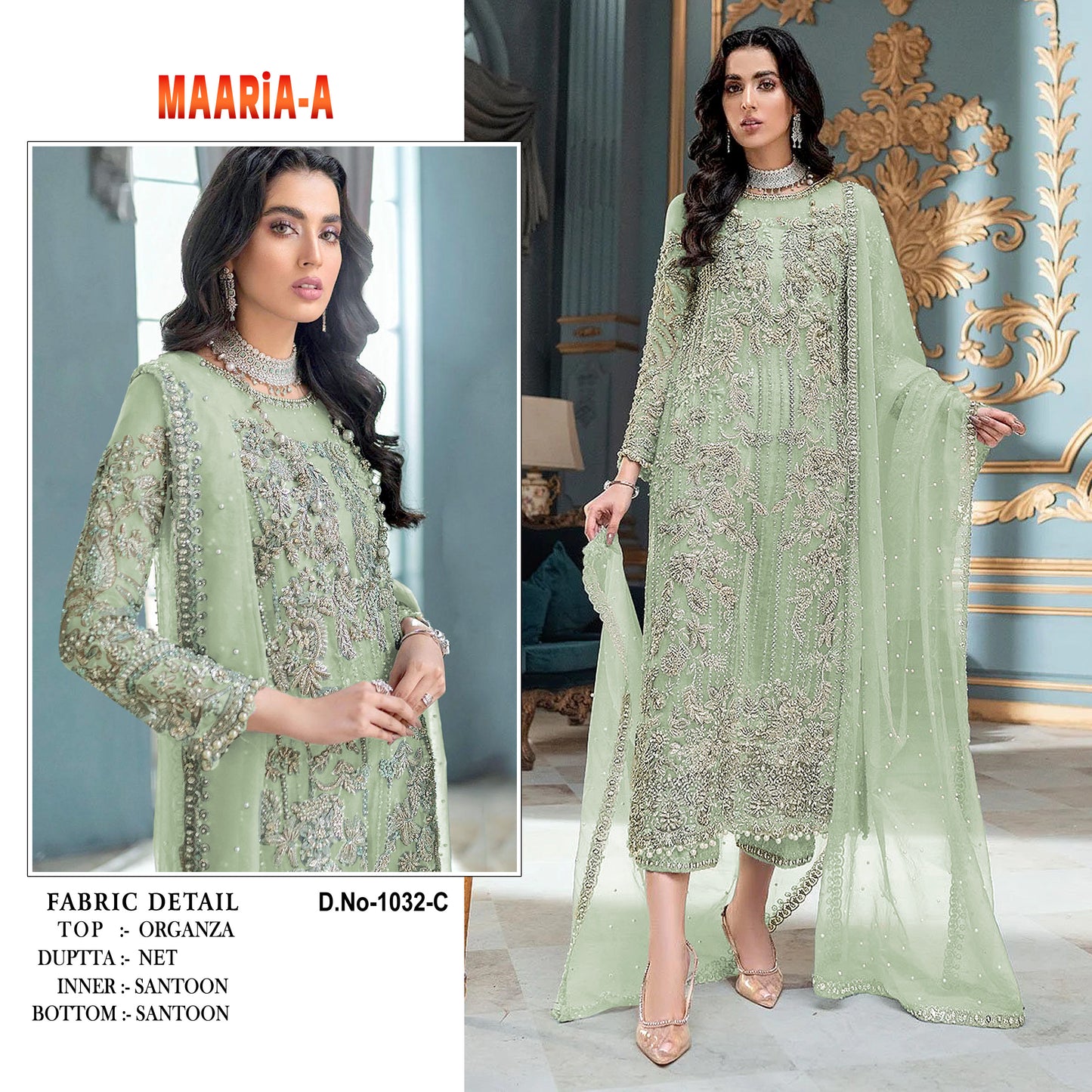 Shafnufab net with soft silk inner semi stitched embroidery and hand work multi color designer pakistani salwar suit