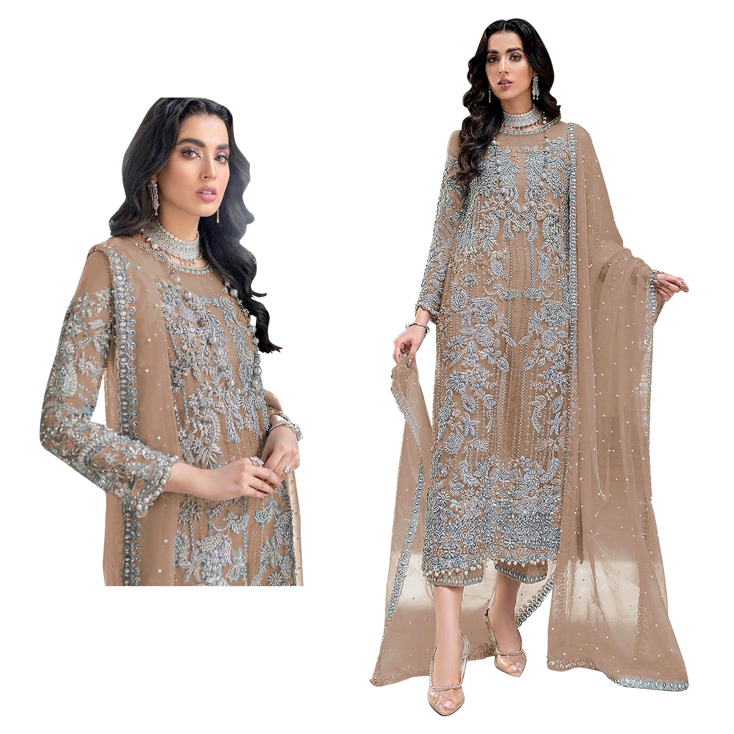 Shafnufab WOMEN'S Georgette Semi Stitched Salwar SuitSFSF201459