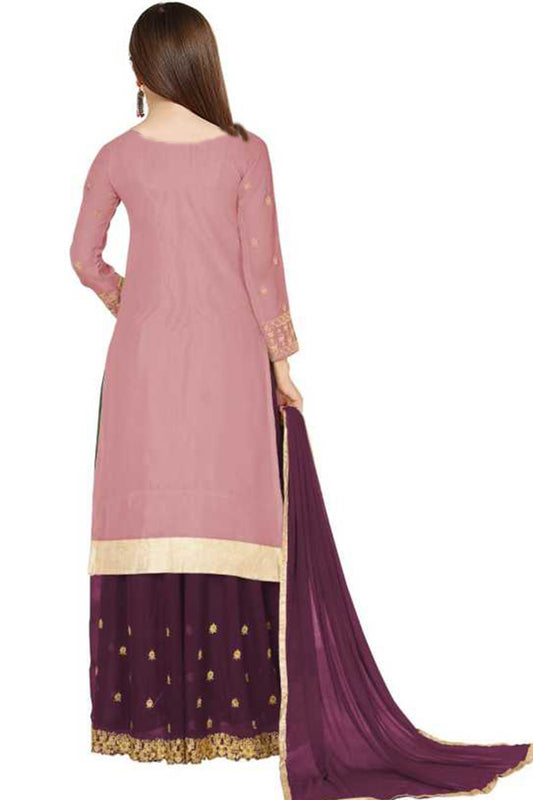 SHAFNUFAB Women's Georgette Ethnic Wear for WomenSemi StitchedSalwarSuit SF20146 Diwali Outfit Bridal Pink1 Colour Indian CasualWearSalwarSuit IN Eid