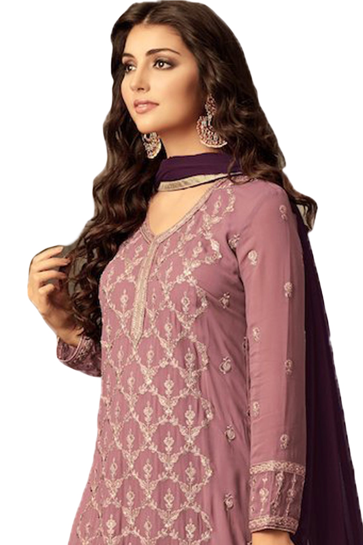 SHAFNUFAB Women's Georgette Ethnic Wear for WomenSemi StitchedSalwarSuit SF20146 Diwali Outfit Bridal Pink1 Colour Indian CasualWearSalwarSuit IN Eid