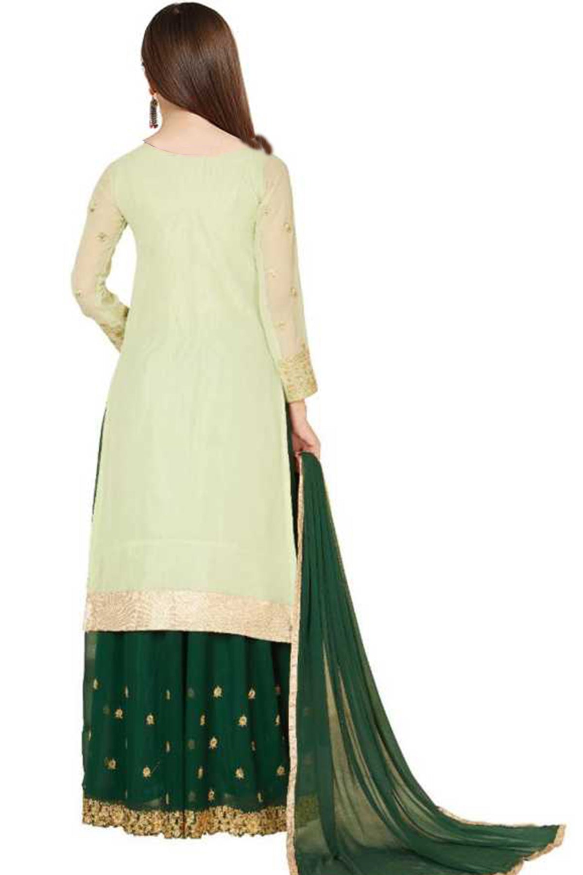 SHAFNUFAB Women's Georgette Ethnic Wear for WomenSemi StitchedSalwarSuit SF20147 Diwali Outfit Bridal Light Green1 Colour Indian CasualWearSalwarSuit IN Eid