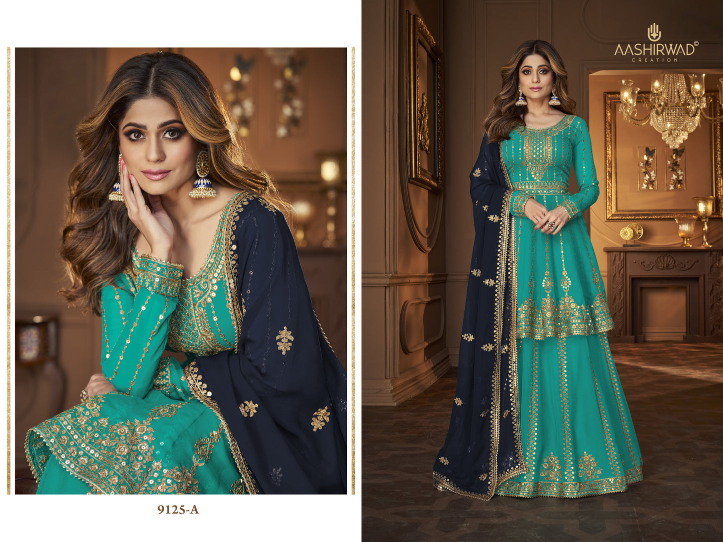 SHAFNUFAB Women's Georgette Ethnic Wear for WomenSemi StitchedSalwarSuit SF201473 Diwali Outfit Bridal Light Blue1 Colour Indian CasualWearSalwarSuit IN Eid