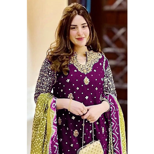 SHAFNUFAB Women's Georgette Ethnic Wear for WomenSemi StitchedSalwarSuit SF201480 Diwali Outfit Bridal Multicolor Colour Indian CasualWearSalwarSuit IN Eid