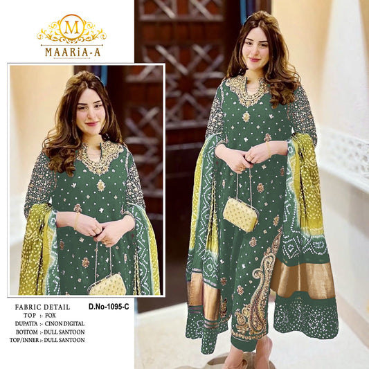 SHAFNUFAB Women's Georgette Ethnic Wear for WomenSemi StitchedSalwarSuit SF201482 Diwali Outfit Bridal Light Green Colour Indian CasualWearSalwarSuit IN Eid