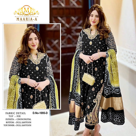 SHAFNUFAB Women's Georgette Ethnic Wear for WomenSemi StitchedSalwarSuit SF201483 Diwali Outfit Bridal Black Colour Indian CasualWearSalwarSuit IN Eid