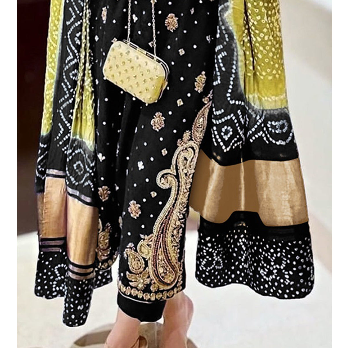 SHAFNUFAB Women's Georgette Ethnic Wear for WomenSemi StitchedSalwarSuit SF201483 Diwali Outfit Bridal Black Colour Indian CasualWearSalwarSuit IN Eid