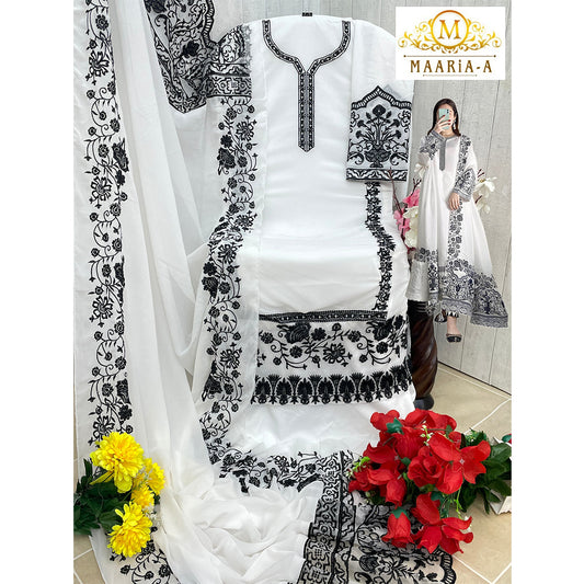 SHAFNUFAB Women's Georgette Ethnic Wear for WomenSemi StitchedSalwarSuit SF201491 Diwali Outfit Bridal White Colour Indian CasualWearSalwarSuit IN Eid