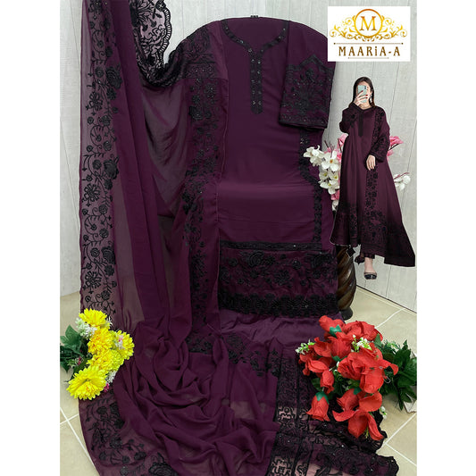 SHAFNUFAB Women's Georgette Ethnic Wear for WomenSemi StitchedSalwarSuit SF201492 Diwali Outfit Bridal Purple Colour Indian CasualWearSalwarSuit IN Eid