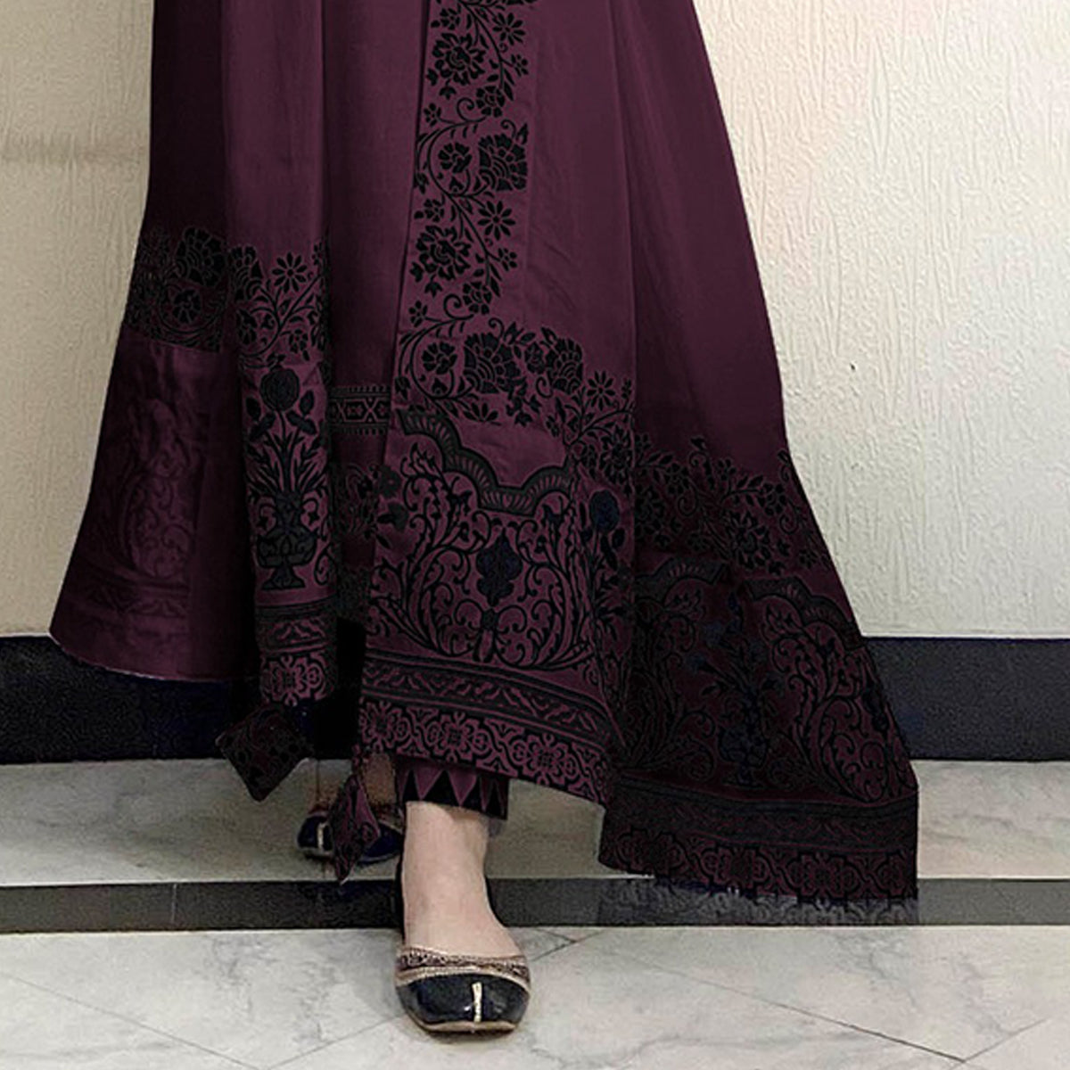 SHAFNUFAB Women's Georgette Ethnic Wear for WomenSemi StitchedSalwarSuit SF201492 Diwali Outfit Bridal Purple Colour Indian CasualWearSalwarSuit IN Eid