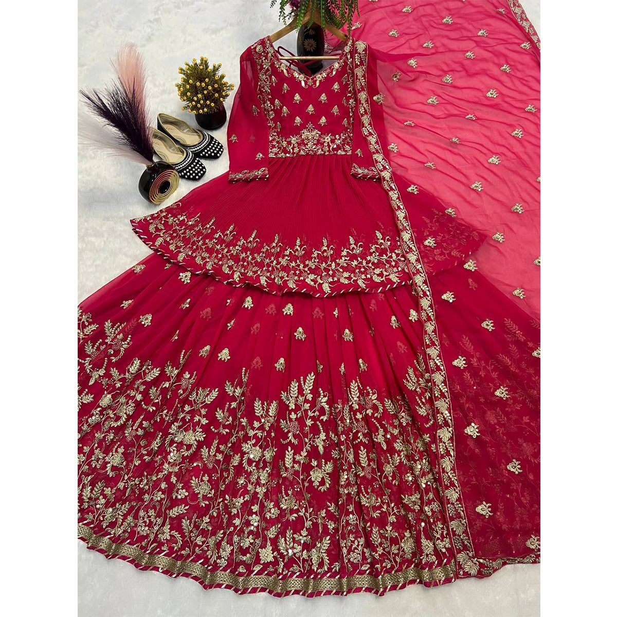 SHAFNUFAB Women's Georgette Ethnic Wear for WomenSemi StitchedSalwarSuit SF201513