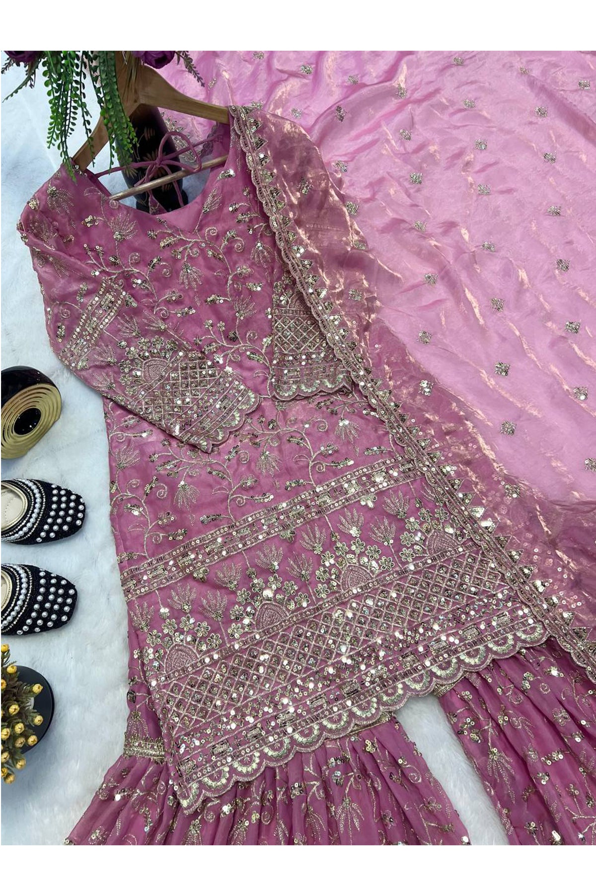 SHAFNUFAB Women's Georgette Ethnic Wear for WomenSemi StitchedSalwarSuit SF201519