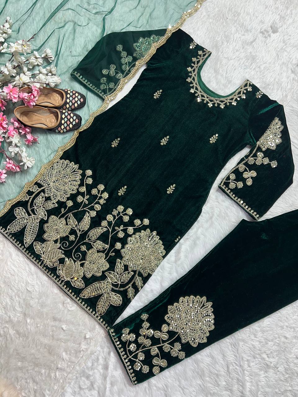 SHAFNUFAB Women's Georgette Ethnic Wear for WomenSemi StitchedSalwarSuit SF201522