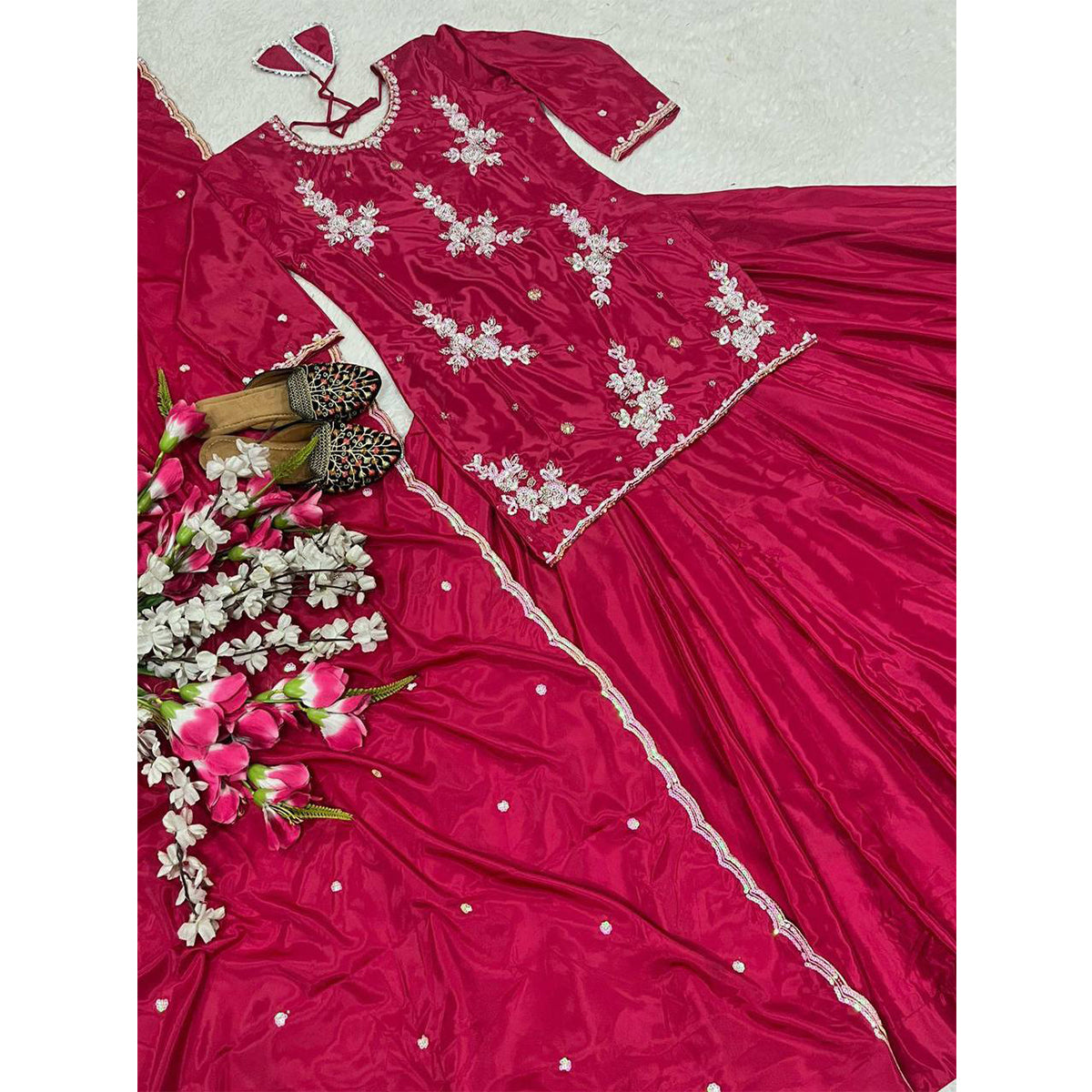 SHAFNUFAB Women's Georgette Ethnic Wear for WomenSemi StitchedSalwarSuit SF201523