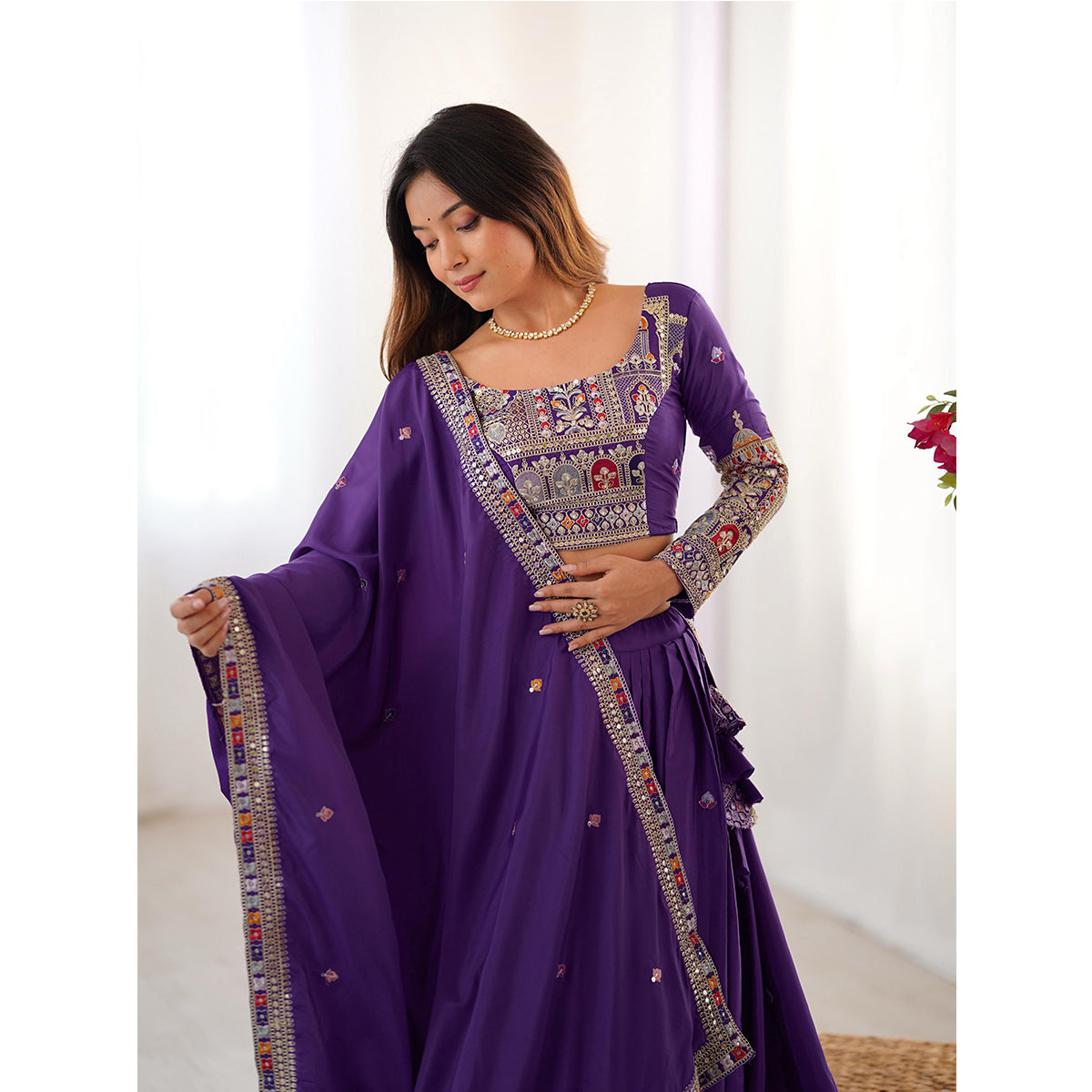 SHAFNUFAB Women's Georgette Ethnic Wear for WomenSemi StitchedSalwarSuit SF201530