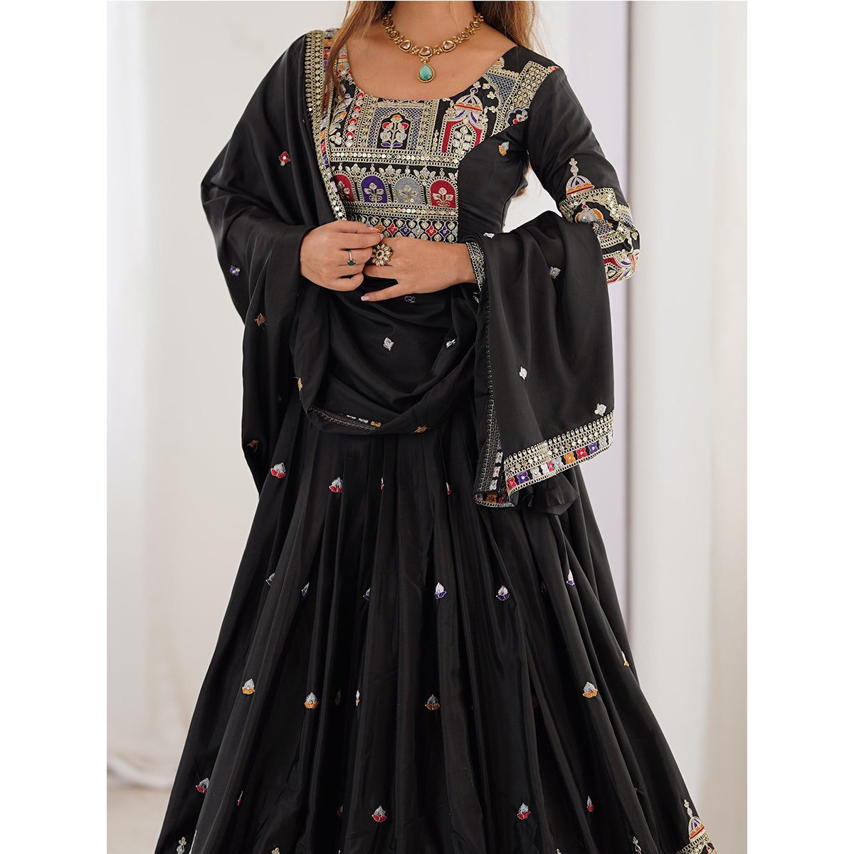 SHAFNUFAB Women's Georgette Ethnic Wear for WomenSemi StitchedSalwarSuit SF201531
