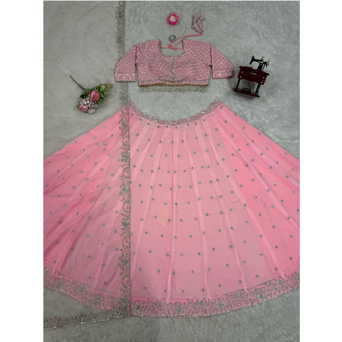 SHAFNUFAB Women's Georgette Ethnic Wear for WomenSemi StitchedSalwarSuit SF201538