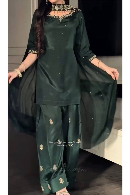 SHAFNUFAB Women's Georgette Ethnic Wear for WomenSemi StitchedSalwarSuit SF201555