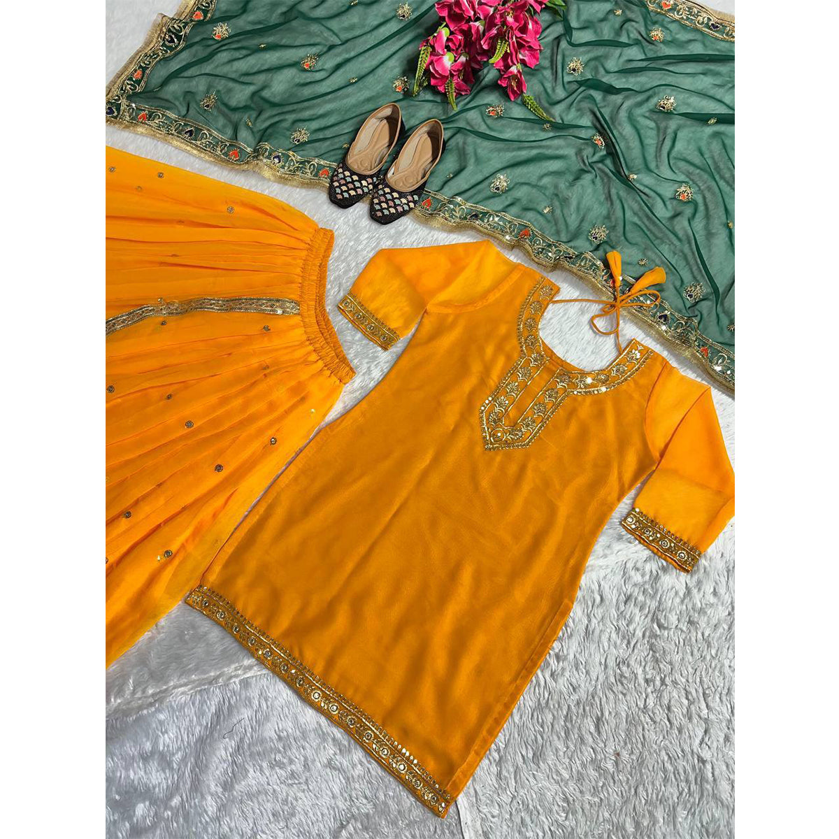 SHAFNUFAB Women's Georgette Ethnic Wear for WomenSemi StitchedSalwarSuit SF201558