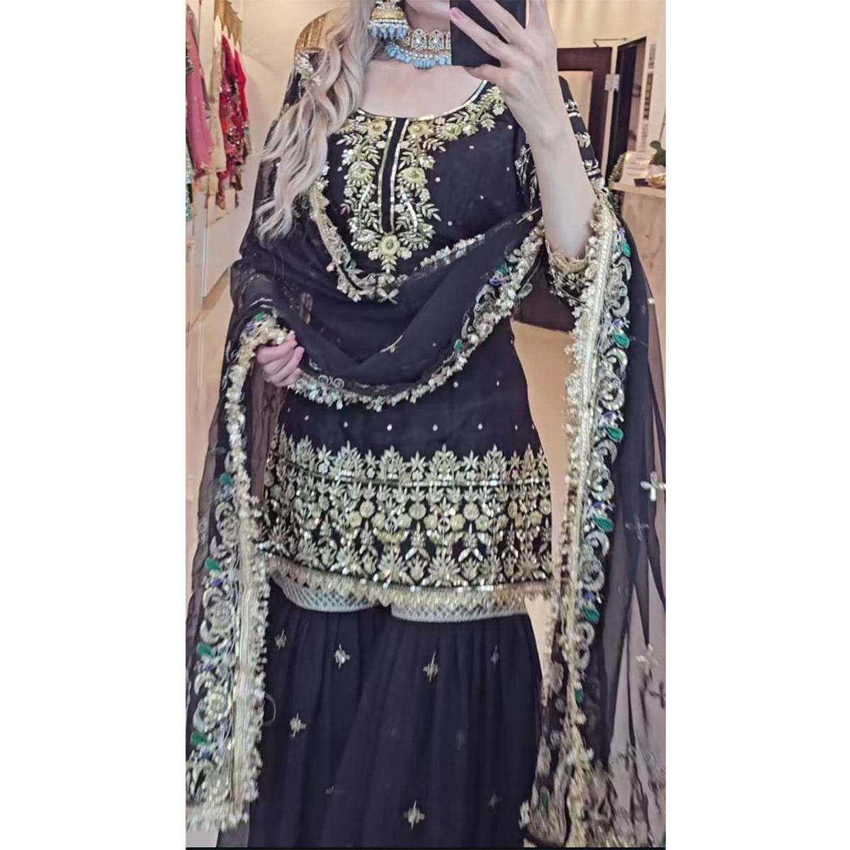 SHAFNUFAB Women's Georgette Ethnic Wear for WomenSemi StitchedSalwarSuit SF201561