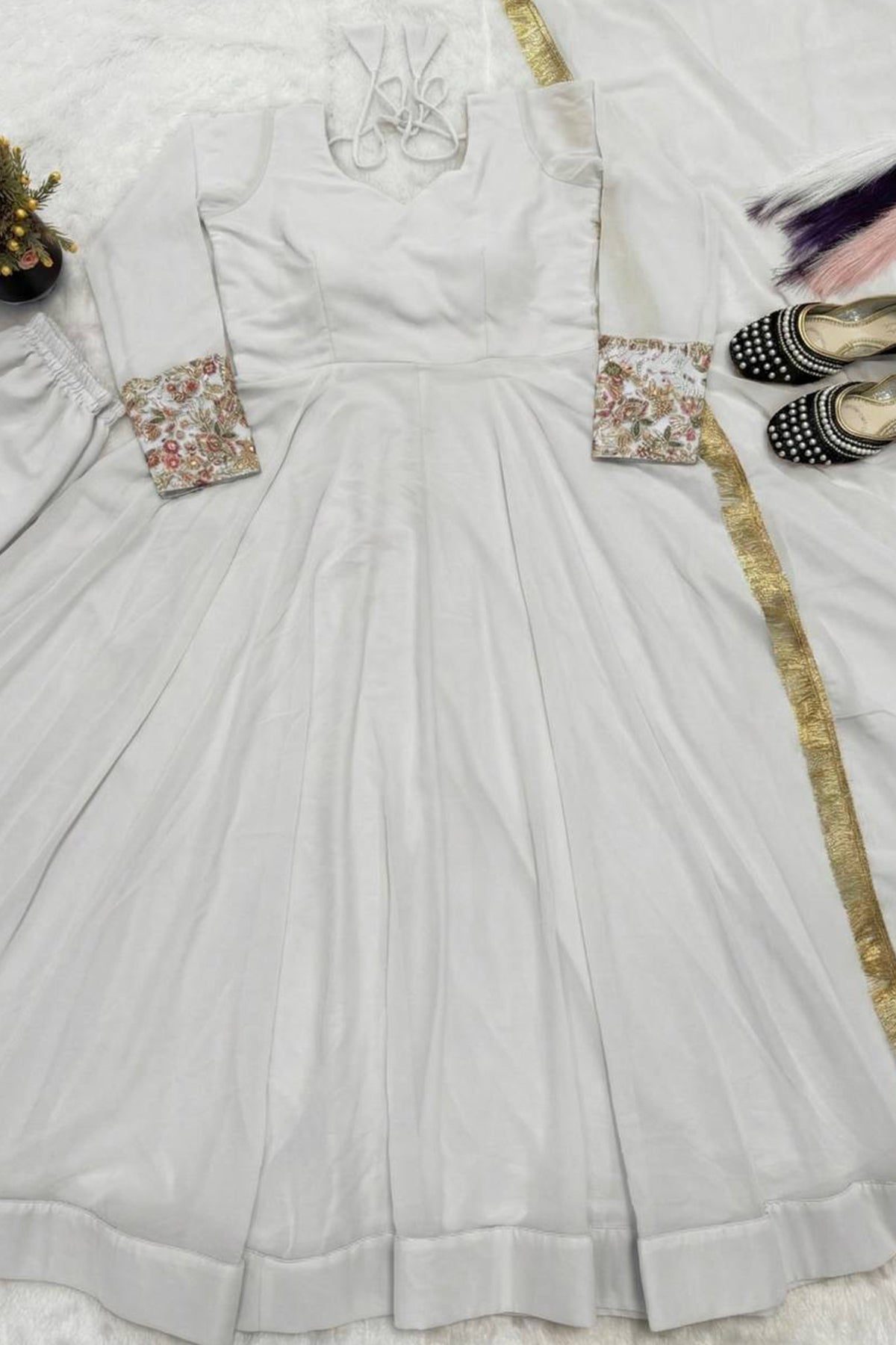 SHAFNUFAB Women's Georgette Ethnic Wear for WomenSemi Stitched sarara Suit Diwali Special SF201567