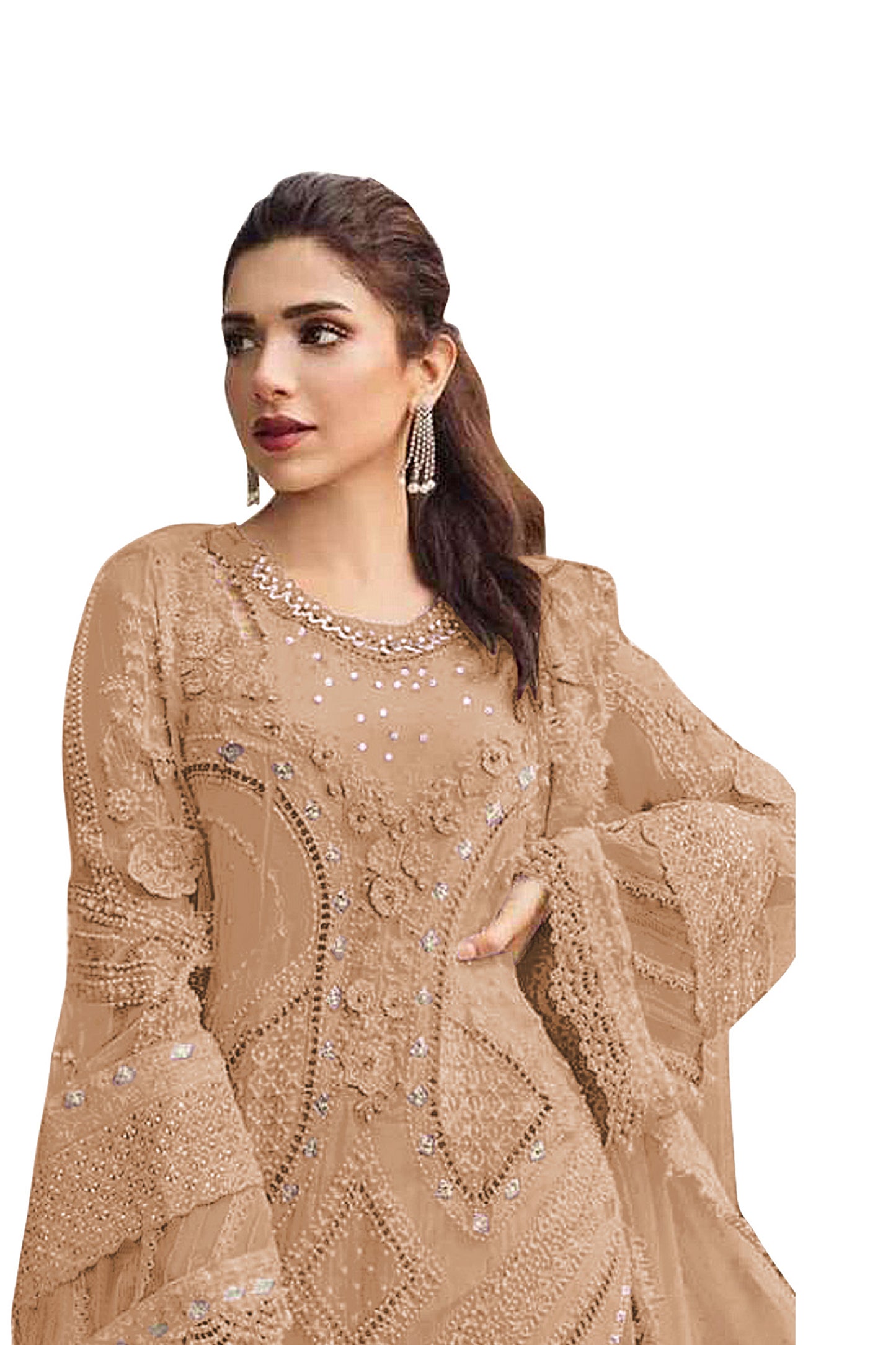 SHAFNUFAB Women's Georgette Ethnic Wear for WomenSemi Stitched sarara Suit Pakistani SuitSF201571