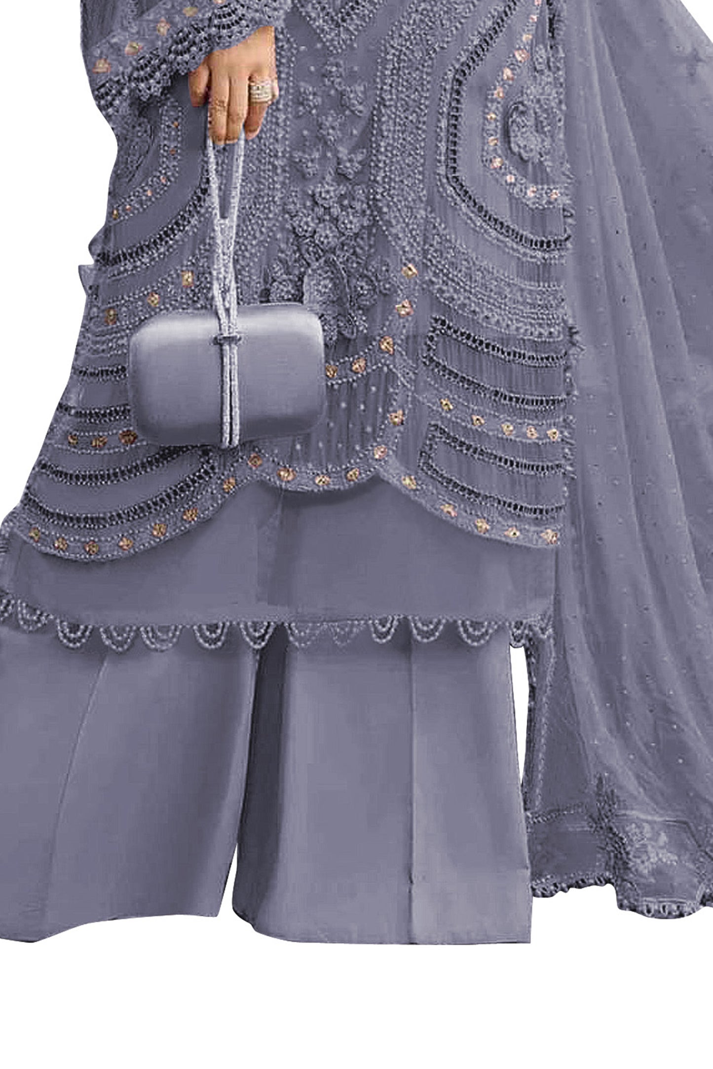 SHAFNUFAB Women's Georgette Ethnic Wear for WomenSemi Stitched sarara Suit Pakistani Suit SF201573