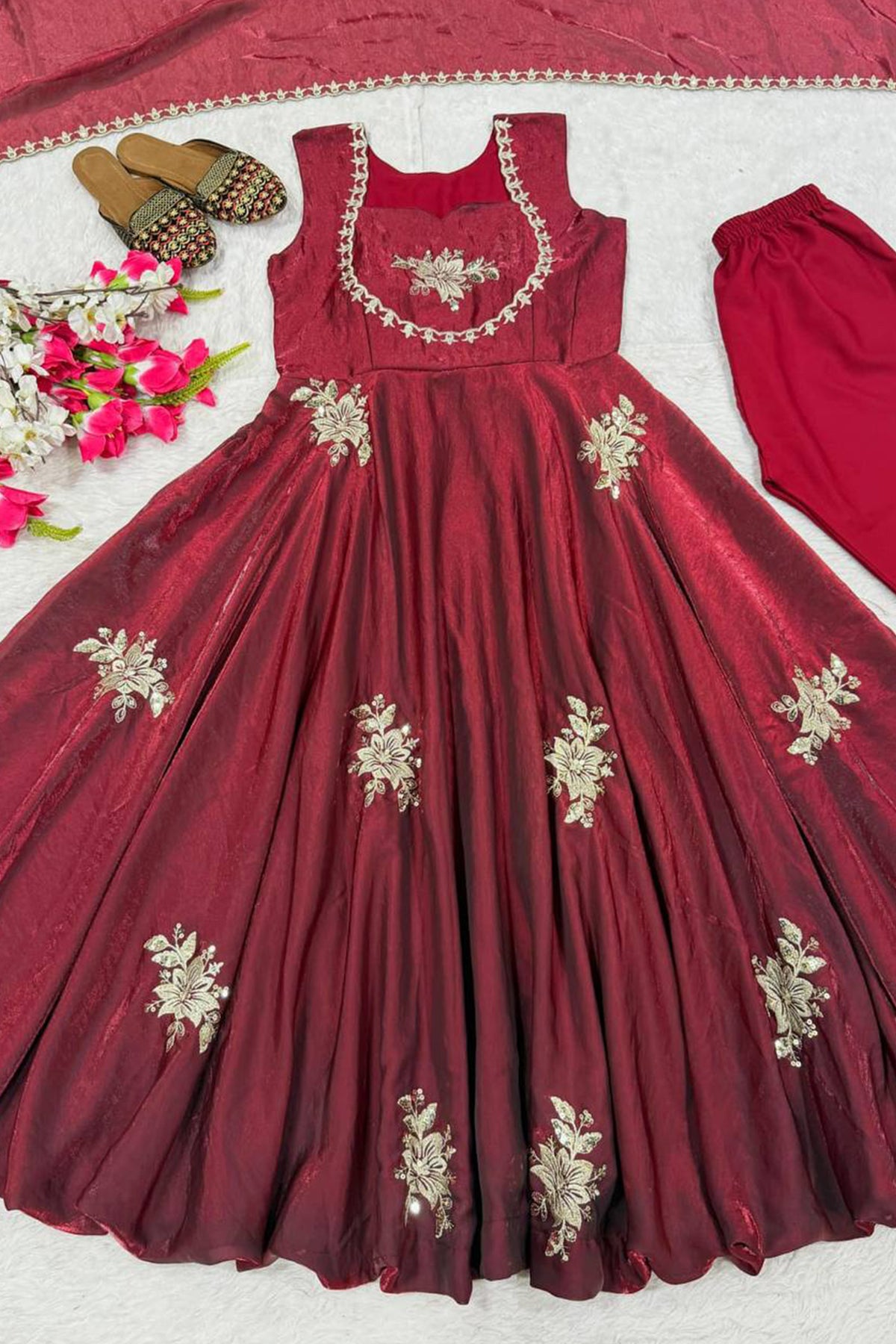 SHAFNUFAB Women's Georgette Ethnic Wear for WomenSemi StitchedSalwarSuit SF241111
